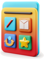 Colorful mobile application interface with various app icons. png