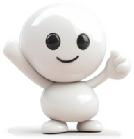 Smiling, friendly, round character with raised arm. png