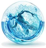 A swimmer propelled through water within a sphere. png