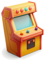 Retro arcade game console design illustration. png