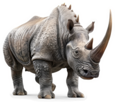 Gray rhinoceros, majestic and powerful, stands in profile view. png