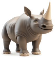 Smiling rhinoceros figurine stands in profile view. png
