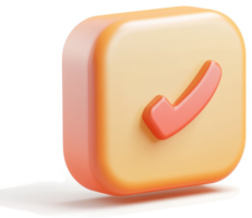 3d checkmark icon in a square button. png