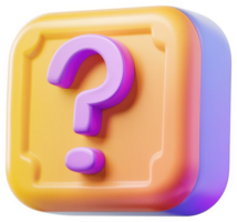 A vibrant, 3d question mark icon in a square container. png