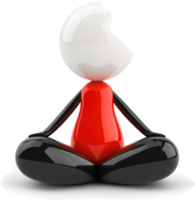 Red and black figure in a meditative pose. png