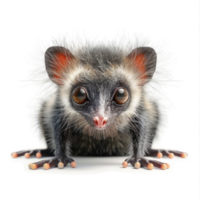 A close-up image of a charming, fluffy aye-aye. png