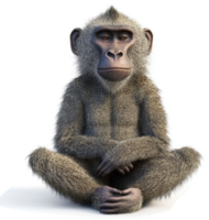 A 3d render of a baboon in a seated position. png