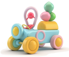 Colorful toy car with stackable building blocks. png
