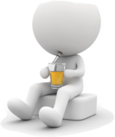 3D model of a person enjoying a fruit drink. png