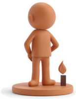 Simple figure, back view, with flame and base. png