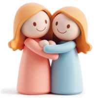 Two endearing figures embrace in a warm display of sisterly affection. png