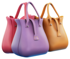 Three stylish purses in various colors display modern design. png