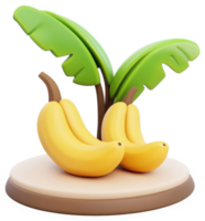 Two bananas rest beneath a tropical palm tree. png