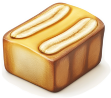 Sliced banana embedded within a cubed loaf of bread. png