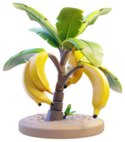 Cartoon banana tree with ripe bananas. png