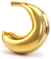 Gold-colored banana-shaped object with a reflective surface. png
