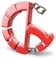 Red peace symbol chained, a concept of constrained freedom. png