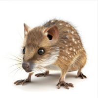 Close-up of a small, spotted marsupial. png