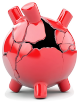 Red sphere with numerous cracks depicts damage and destruction. png