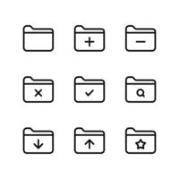 Folder icon set. Add, Remove, Search folder icon. vector