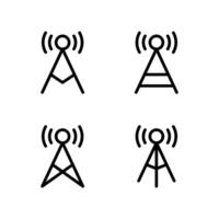 Tower icon set. Antenna icon set. Signal icon. Wireless radio signal icon. vector