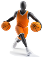 Dynamic basketball player in action with two balls. png