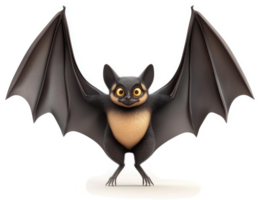 Cartoon bat with outstretched wings, displaying friendly features. png