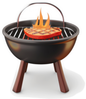Grilled steak resting on a round portable charcoal barbecue. png