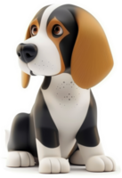 Cartoon beagle puppy looking upward, displaying thoughtful expression. png