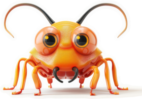 Cartoonish orange insect with large eyes. png