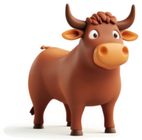 Cartoon bull with expressive features stands alert. png