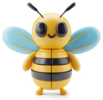 Adorable cartoon bee with segmented body. png