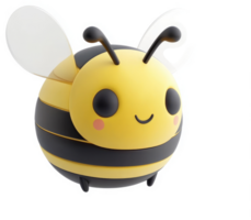 Cute, round bee character with large eyes and wings. png