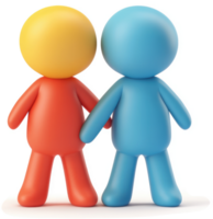 Two colorful figures holding hands, symbolizing unity. png