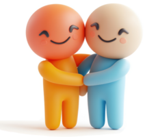 Two cartoon characters embracing, displaying affection. png