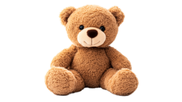 Toy teddy bear with fur, cuddly, cute and soft plush toy animal, cut out transparent png