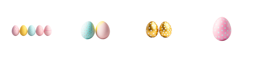 Decorative Easter eggs in assorted colors on transparent background png