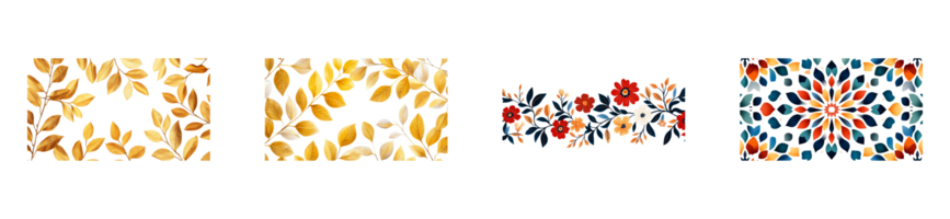 Colorful floral patterns with transparent background for design use png