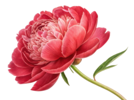 stunning peony flower showcases vibrant red petals and intricate layers, symbolizing beauty and elegance in nature design png