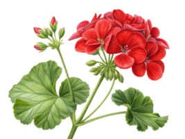Beautiful red geranium flowers bloom vibrantly against lush green leaves creating stunning natural display png
