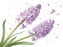 Beautiful hyacinth flowers bloom gracefully, showcasing their delicate petals and vibrant colors, creating serene and joyful atmosphere png