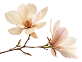 Magnolia flowers bloom gracefully showcasing their delicate petals and vibrant colors, creating serene and enchanting atmosphere png