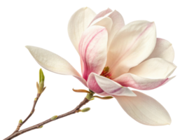 beautiful magnolia flower blooms gracefully with soft pink and white petals showcasing its delicate charm png