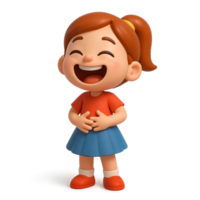 Happy Cartoon Girl Laughing in a Simple Design with Bright Colors png