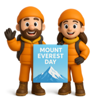Cartoon Climbers Celebrating Mount Everest Day with Cheerful Attire png