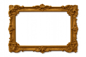Ornate Golden Frame with Intricate Design for Artwork Display png