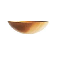 A minimalistic image displays a wooden bowl The bowl features a gradient from light to dark wood against a stark backdrop png