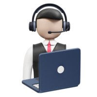 call center operator icon 3d render. Customer support icon 3d render illustration png
