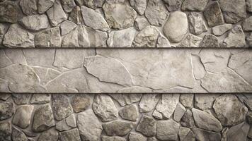 A stone wall with a blank sign on it photo