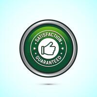 Satisfaction guaranteed icon design illustration, 100 percent satisfaction badge label sign, Green color round button design vector
